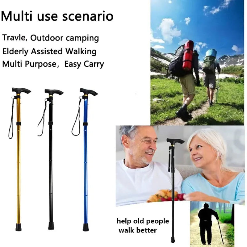 Multifunction Walking Stick Trekking Poles Telescopic Fold